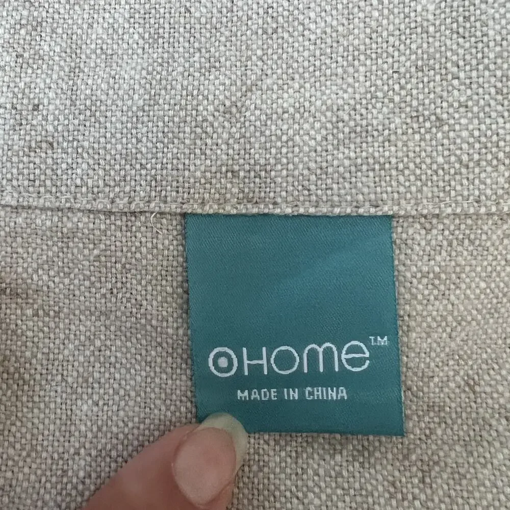 Home Curtains Set of 2 Beige Linen Blend 52.5